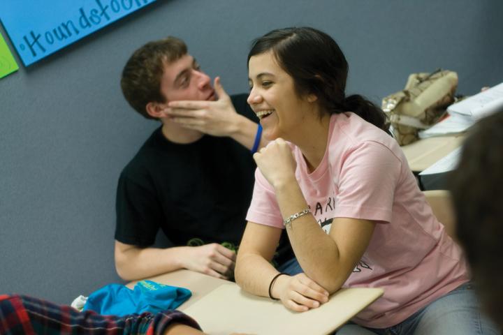NOTIFIED: Senior Sophia Paliza-Carre talks to her ex-boyfriend. Although she posted her breakup with him on Facebook, Paliza-Carre said she would not post her relationship on Facebook again because she wants to keep some aspects of her life personal. MEHER AHMAD / PHOTO