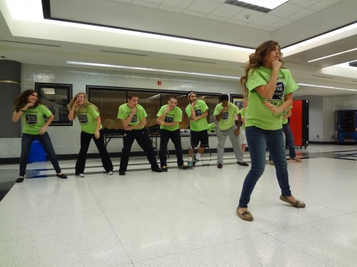 DANCE PHILANTHROPY: Allie McCan, Cabinet member and senior, leads fellow Cabinet members as they practice last years Dance Marathon line dance for the community focus group on Jan. 5. The group came to CHS to spread philanthropic ideas about volunteering and getting involved in the community, and Dance Marathon is one school group that exemplifies these ideals. MONICA CHENG/PHOTO