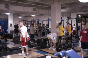 Students in physical conditioning meet in the current weight room. Principal John Williams said the new fitness center will include a renovated weight room. KATIE BOURGERIE / PHOTO