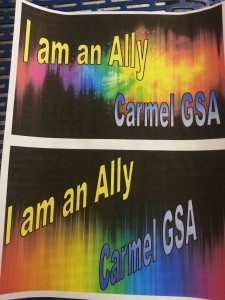 Gay-Straight Alliance club plans to make new posters for teachers to display in their classrooms for Ally Week. Ally Week is a national week for students to identify, support and celebrate allies against anti-LGBTQ (lesbian, gay, bisexual, transgender and questioning) language, bullying and harassment in Americas schools. GOLDBERG / PHOTO 