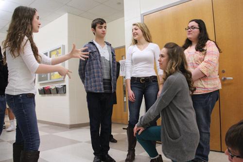 SENSATIONAL: Kinsey Erickson, student director and junior, directs students for a skit. According to Matthew “Matt” McDonald, student director and junior, the goal of Cutting Edge Comedies is to push the limits of controversial humor in high school performances. ALLY RUSSELL / PHOTO