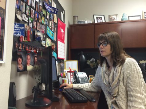 Counselor Bettina Cool searches the AP registration website. AP registration opens Feb. 13 for students. 
NAOMI REIBOLD / PHOTO