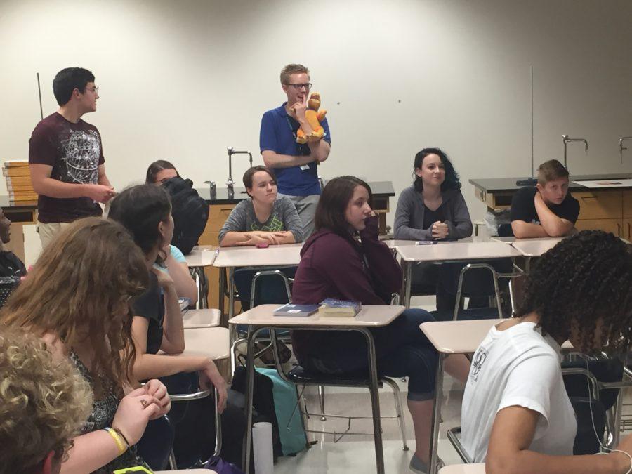 During a GSA meeting, students listen to club officers discussing new opportunities in the club. GSA will meet on Oct. 21 in Room B206. MANAHIL NADEEM / PHOTO
