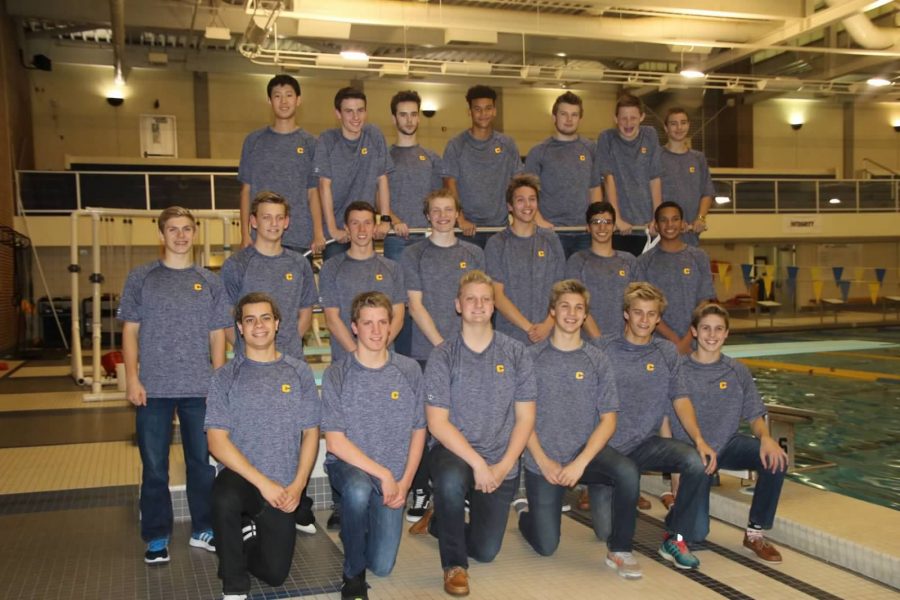 The sophomore swimmers pose for their photo before practice starts. The mens first meet is on Dec. 6.
