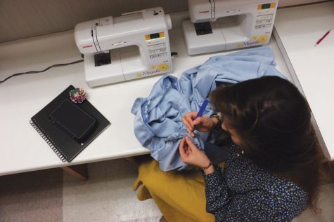 Meeker's working space in her sewing class.