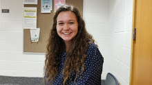 Taylor Rudin, Greyhound Connections president and senior, outside Stuelpe’s room, E219, during SRT. Many Greyhound Connections members are a part of Stuelpe’s SRT period and meetings with new students are often held during SRT.