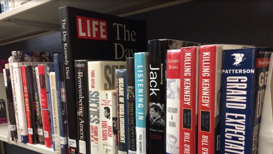A collection of books related to the assassination lie in the CHS library. Oberoi said she believes the JFK files were withheld for security reasons. 