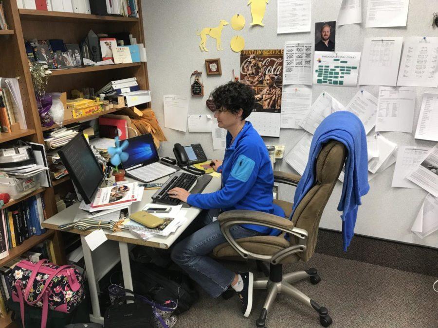  Math department chair Jacinda Sohalski quietly works at her desk. For the past few weeks, she has been working actively to help students with ISTEP remediation.