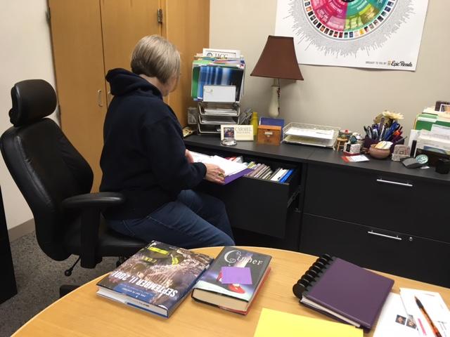 Terri Ramos, department chairperson for media and communications, looks at her planner for all the upcoming events. Were getting into the swing of things after a long break, Ramos said.  
