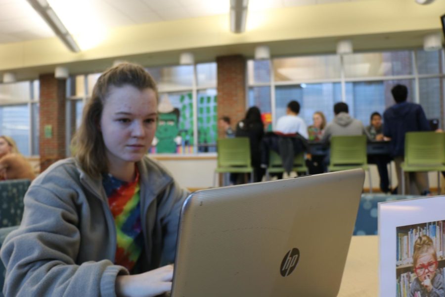 Laura Dobie, student lead and senior, researches ways to improve the TechHOUNDS strategy for future competitions. According to Dobie, the team placed 26th in its first competition.