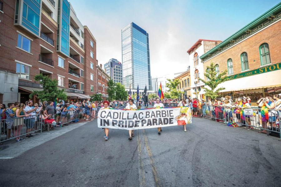 LGBT+ supporters march at last year’s Indy Pride Festival and Parade. This annual event is held at Historic Military Park near the IUPUI Campus. In 2017, there were over 50,000 spectators at the parade.