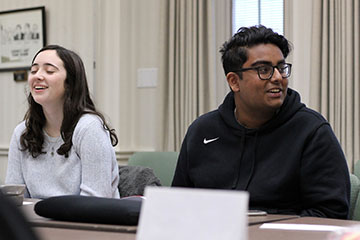 At a Carmel Mayor’s Youth Council (CMYC) meeting, president and senior Rik Bag sits next to Nina Metaxas, vice president of current activity and junior. Bag said this year’s 3v3 basketball tournaments will be similar to the tournaments of past years.