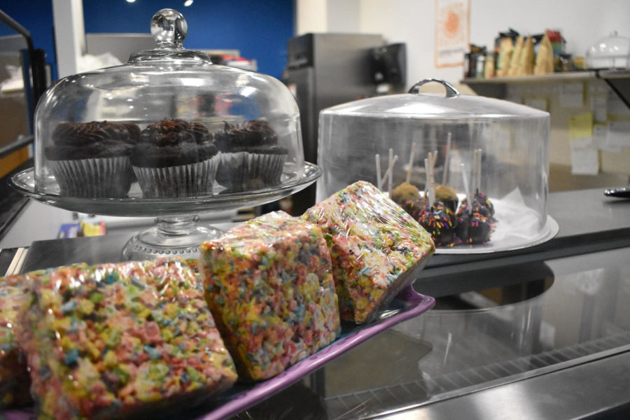 Here is a display of baked goods at No Label at the Table Food Co. The business’s employees, who are on the autism spectrum, take on a variety of jobs such as making treats like cupcakes and packaging and labeling bakery items. 