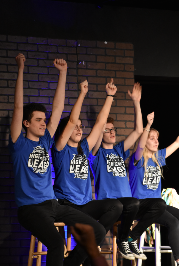Members of ComedySportz act out comedy scenes to entertain the crowd in the Studio Theater on March 18. This group practiced their acts since September, and still have two more games to perform at. 