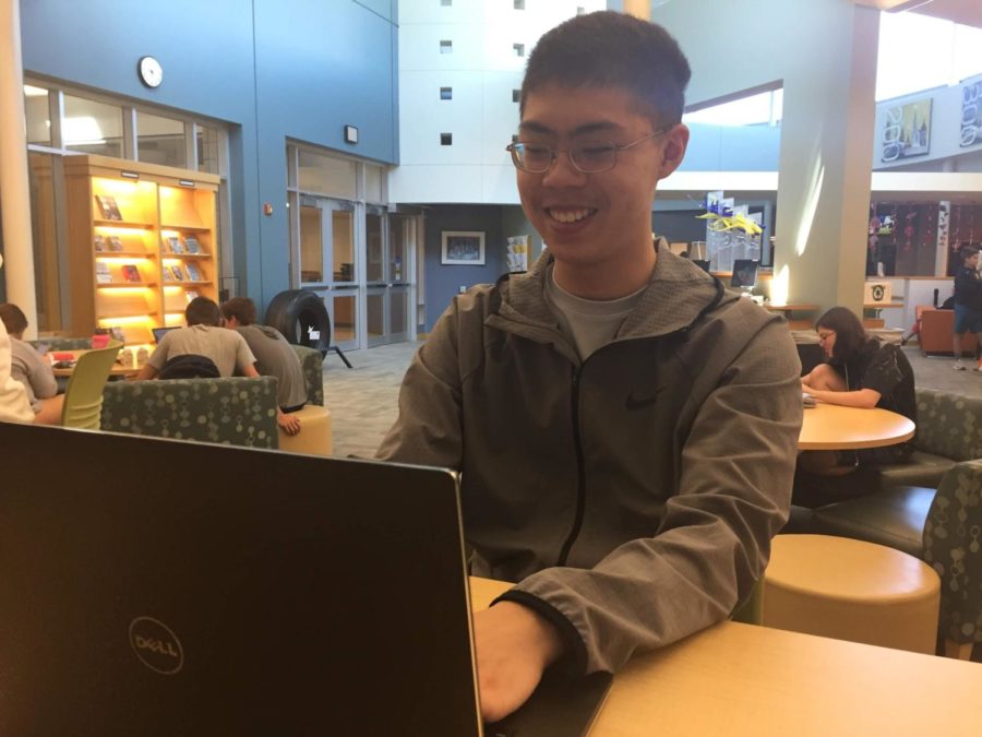 President and senior Jerry Wang records on his laptop plans for future Math Club meetings. Wang said his biggest goal is to get more people to join the club.