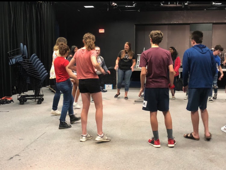 Students start a Comedy Sportz training session, open to all CHS students, by playing a skills game in the Studio Theater during the first session of their SRT period on Sept. 4. Comedy Sportz is yet to decide its next meeting.