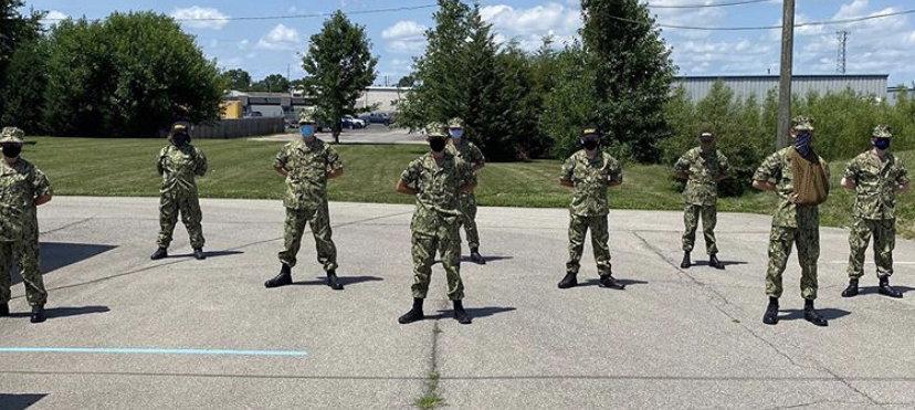 Junior Diego Valencia (far left) participates in drills with fellow Sea Cadets as a part of the United States Naval Sea Cadet Corps, an organization dedicated to teaching and training aspiring military servicemembers about naval operations and teamwork. Valencia said he hopes to enlist in the Navy after college to serve his country.