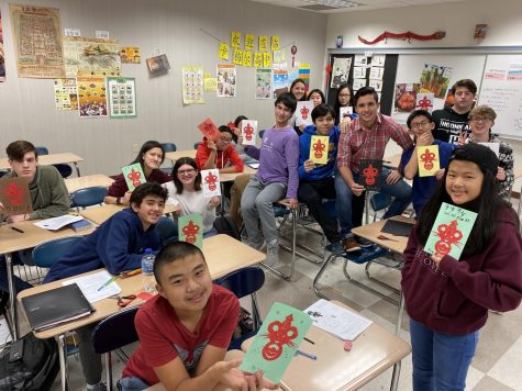 Tungfen Lee’s Chinese 2 class celebrates Chinese New Year in 2020. Lees class made Year of Rat paper cuttings with Chinese lettering on them. Lee’s class won’t participate in the same way in 2021 due to COVID-19 and CDC guidelines.