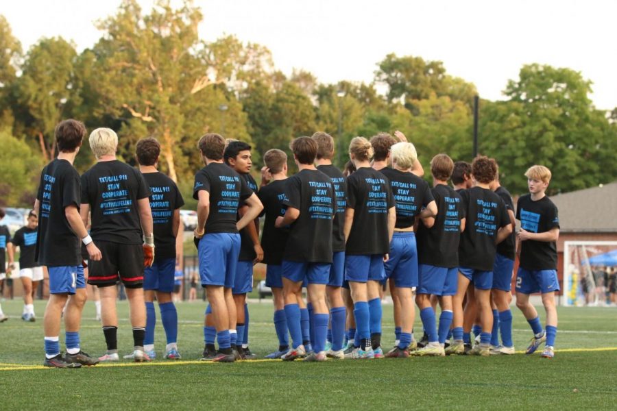 Members of the men’s varsity soccer team line up during a game against Columbus North on Sept. 10. Head Coach Shane Schmidt said the team generally does not pay attention to how they are ranked.
