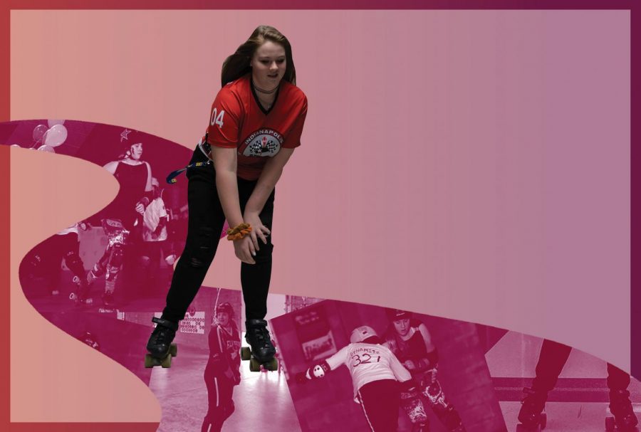 ROLLING AROUND:
Freshman Eleanor DeMoe skates with the Indianapolis Junior Roller Derby. Demoe said roller derby is a fun and challenging sport that keeps her motivated in life.