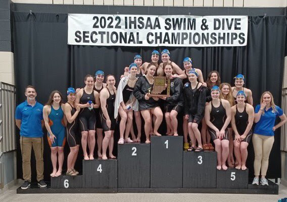 The women’s swim team won the Sectional title on Feb. 7 with 577 points, 205 points ahead of runner-up Westfield. Photo from @SwimDiveCHS on Twitter