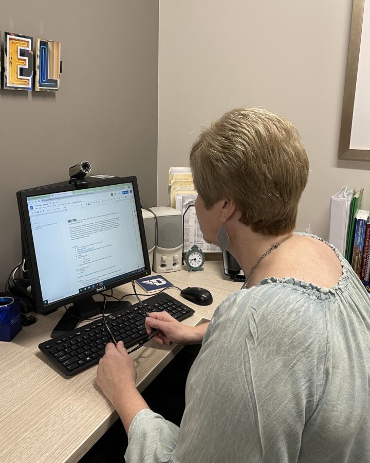 Ann Boldt, co-sponsor of A5, reviewing the information for field day sent to her from Chenyao, the media director of A5 on March 15, 2022. A5 officers had been planning a field day for the member of A5. 