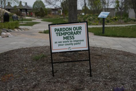 Walking into the children’s playground at Coxhall Gardens, the public is greeted by this construction sign. This is just one of the many different work sites around these public parks.