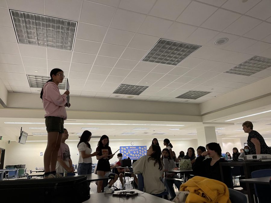 Chenyao Liu, A5 president and senior, introduces A5 members to the club and discusses event ideas alongside other A5 officers on Aug. 26. Chenyao said A5 is working on including more diversity in club activities.