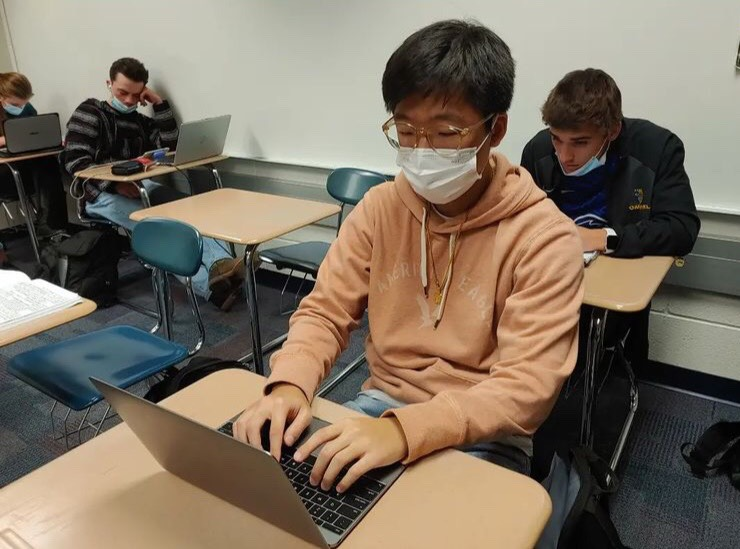 CHTV member and senior David Lee completes work during SSRT. Lee said, “This year, my biggest goal for CHTV is to make everything more efficient. I want next years students to inherit a program that is capable of handling wherever they want to take it.”