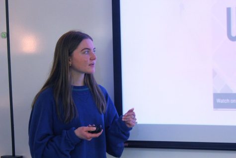 Junior Grace Larkey presents during a meeting for the Students for Safer Learning Club on January 18, 2023. At the meeting, Larkey discussed how it is extremely important for students to recognize the importance of digital safety.