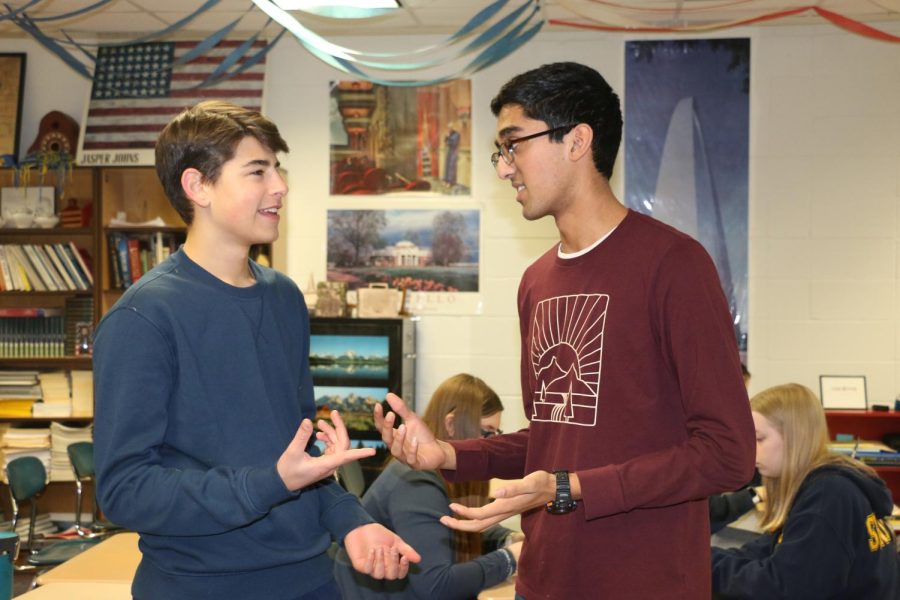 Seniors Tanay Acharya (left) and William “Will” Kurlander (right) consider their past experiences being involved with student government. Acharya said he used to be a class officer and Kurlander said he used to be involved with student government.
