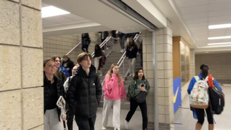 Students flood out of the building after school to walk down the trail to their cars. Blake Lytle, Master Patrol Officer and SRO said SROs are working with parking staff to help with increased violations and safety concerns this school year. 