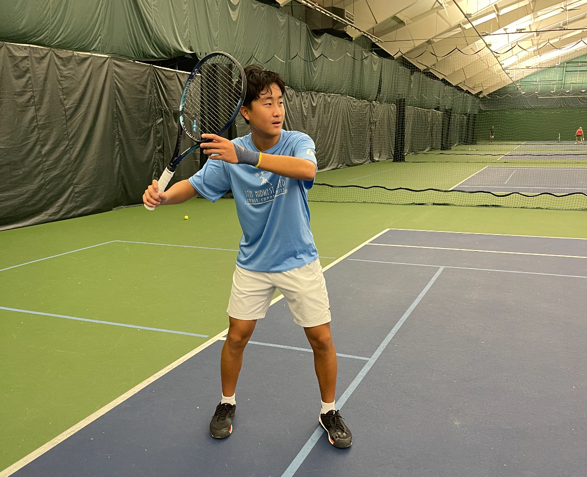 Junior Rocky Li practices tennis on Nov. 11. Li said he would really enjoy going D2 or D3 to play tennis. (Submitted Photo: Rocky Li)