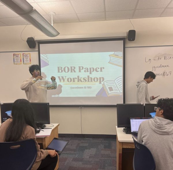 DECA executive team members host a workshop for the event Business Operations Research (BOR) on Nov. 7. DECA sponsor Jacob Goodman said, If you are writing a BOR paper, you should explain how your paper focuses on this year’s topic: talent acquisition and retention.