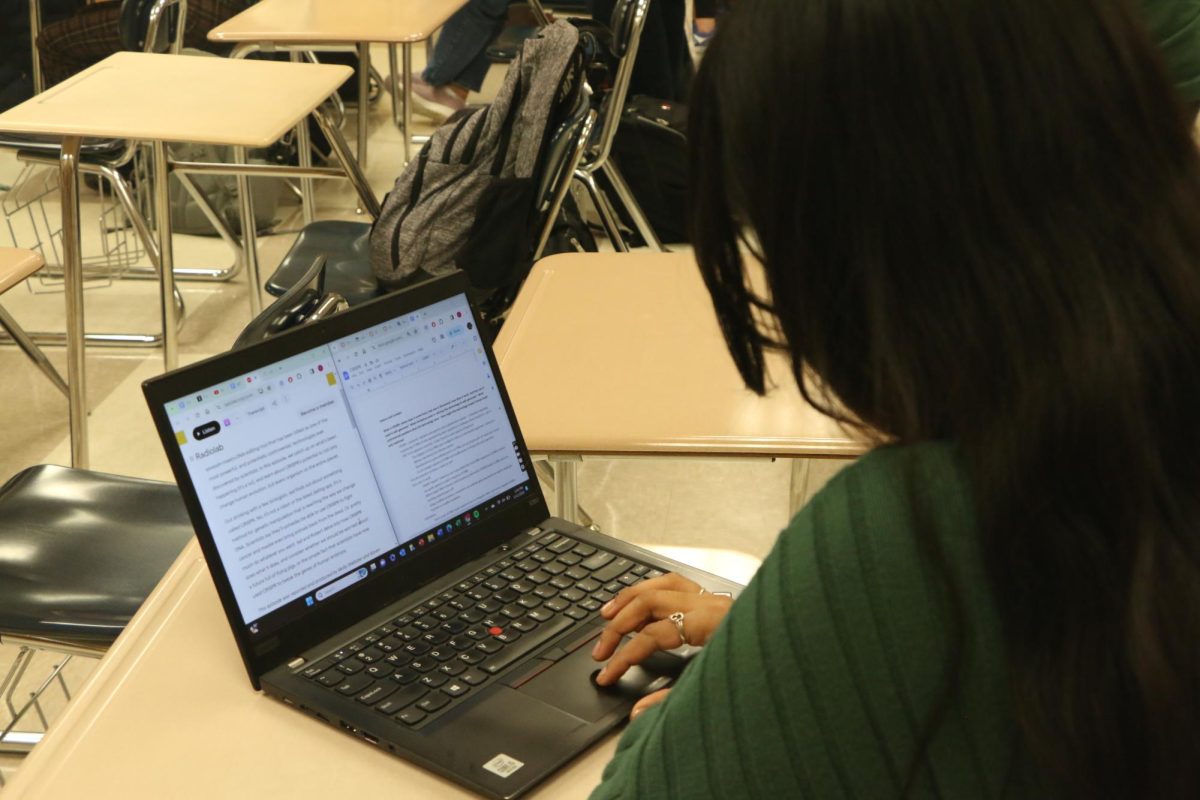 Senior Roohi Sanka researches for her class project for her PLTW: Medical Interventions class on Jan. 10, 2024. Many students who want to go into pharmacy and nursing careers take this class to fulfill their prerequisites. 
