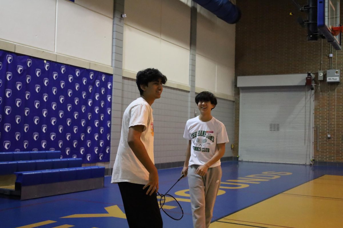 Sophomores Mahesh Duvvuri and Aiden Lee compete in the CMYC badminton tournament on Feb. 16. The winners of the tournament got to choose which charity to donate their winnings to.