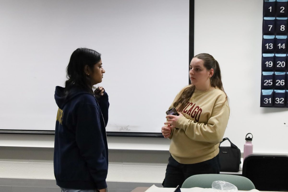 Senior Karishma Sankar (left) and junior Ashley Paul (right) plan for the TEDxCHS conference on March 18. Sponsor of TEDx Grant Benefiel said, “We give the speakers the opportunity to share their interpretation of the theme.