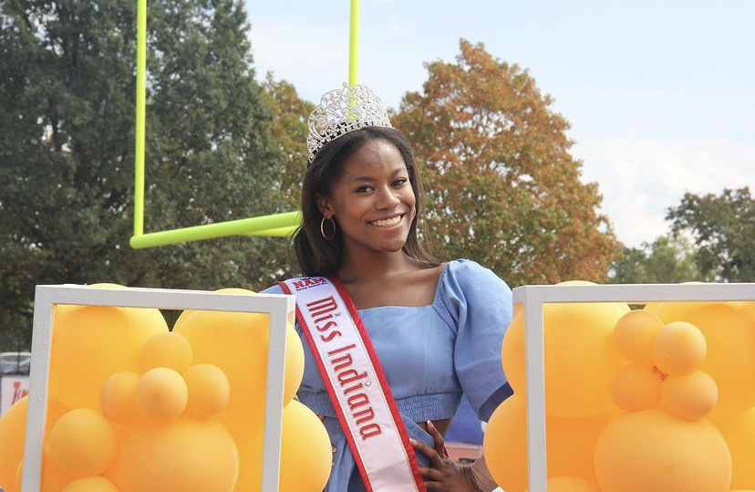 Gabi Bradley, NAM Indiana Teen titleholder and senior, makes an appearance at the Homecoming parade. Bradley said she is expected to make community. appearances throughout the year as titleholder.
