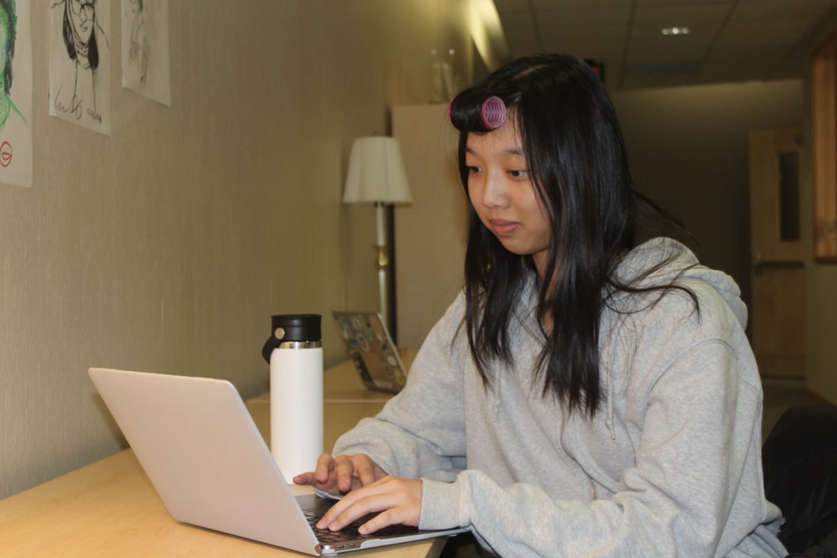 Senior Carolyn Jia reviews scholarship opportunities during her release period on Jan. 19th, 2024. Although college application season is over, I still have to apply for scholarships and honors programs, so Im still quite busy, said Jia. 
