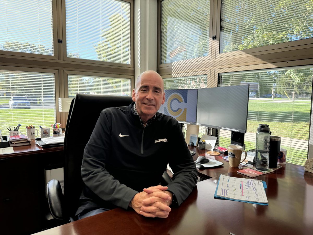 Superintendent Michael Beresford poses at his desk on October 3, 2024. Beresford said there is construction on the home side of the stadium.