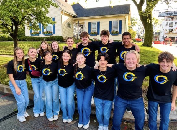 A handful of members in Select Sound performed the National Anthem at Carmel International Arts Festival. Choir director Katherine Kouns said, “Select Sound is a very small group of 20 kids that all sing acapella, pentatonix, and beat-boxing.” (Submitted photo: Carmel Choirs)