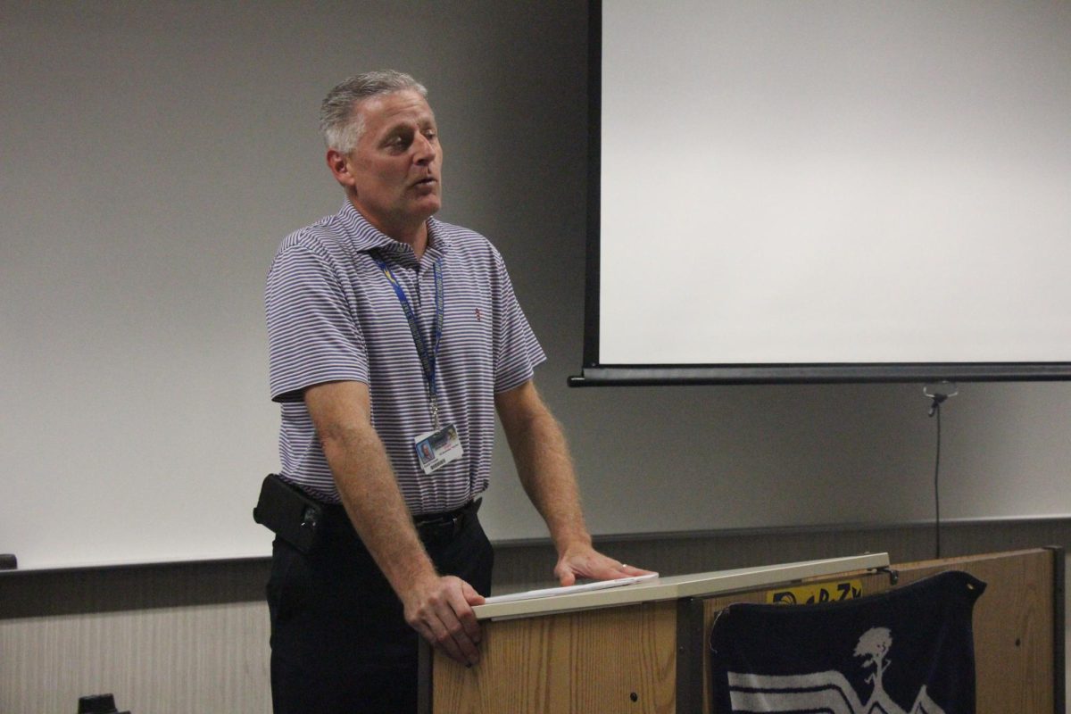 David Fronek, a finance and investment teacher, teaches the class different investment strategies on Nov. 7, at Carmel High School. “The internet provides access to significantly more information and knowledge about how to invest and what investments are available,” Fronek said.
