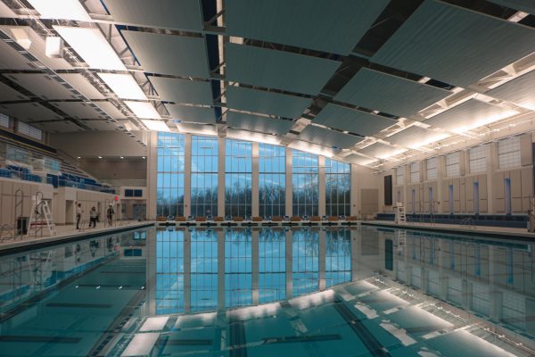 The newly renovated natatorium has four types of pools: a competition pool, diving pool, warming pool and a therapy pool. Approximately one million gallons of water was used to fill the competition pool.