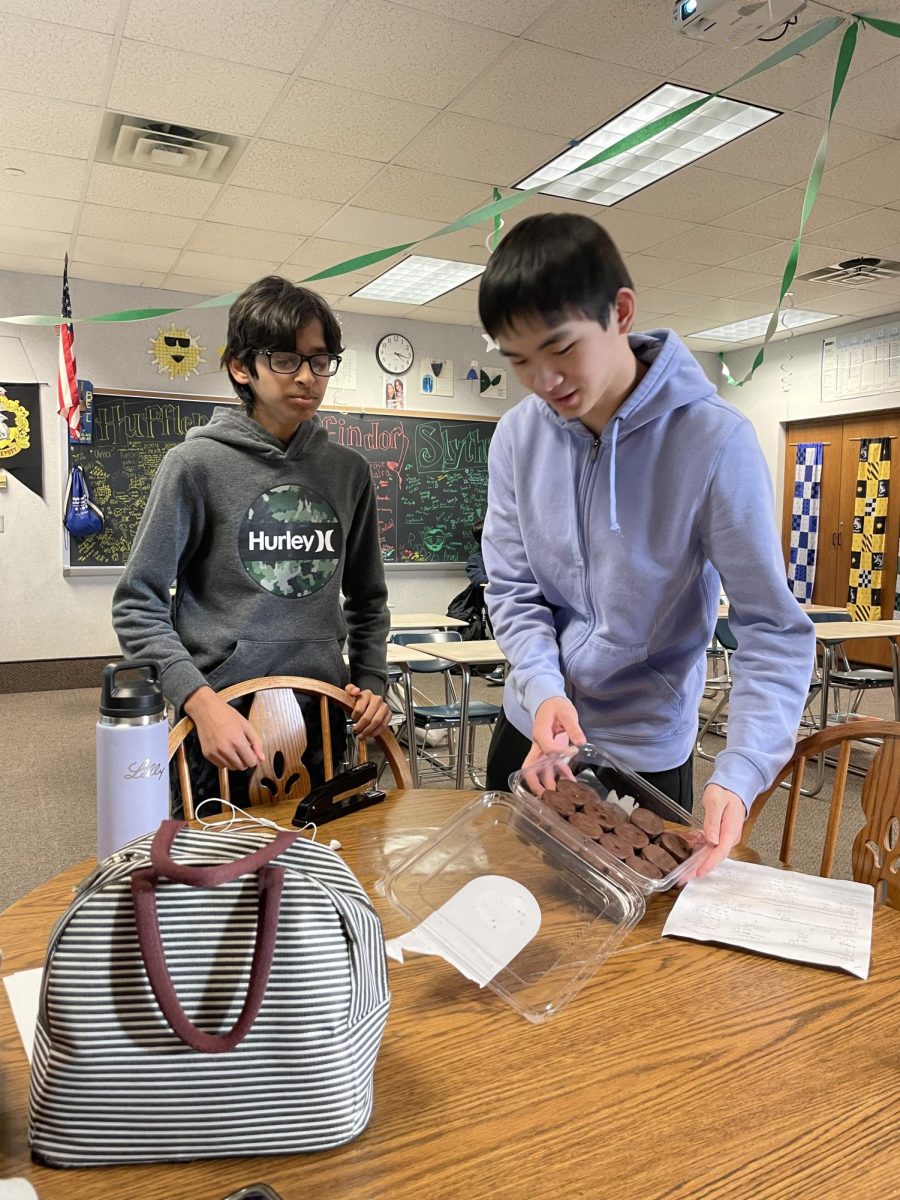 Math Club members take snacks before practicing math questions or taking tests. Club president and junior Allison Shen brings snacks weekly.