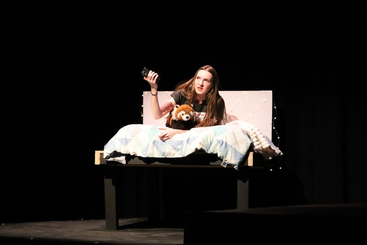 Sophomore Monroe Melton perform in the dress rehearsal of Brainstorm. The show runs from Feb. 6 to 8 in the Studio Theater. 