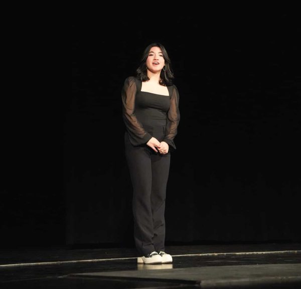 Senior Adelina Larranaga performs a solo during the Rising Stars Showcase on Jan. 22. Larranaga said she performed "Crossing a Bridge" from the musical "Anastasia." (Submitted Photo: Adelina Larranaga)