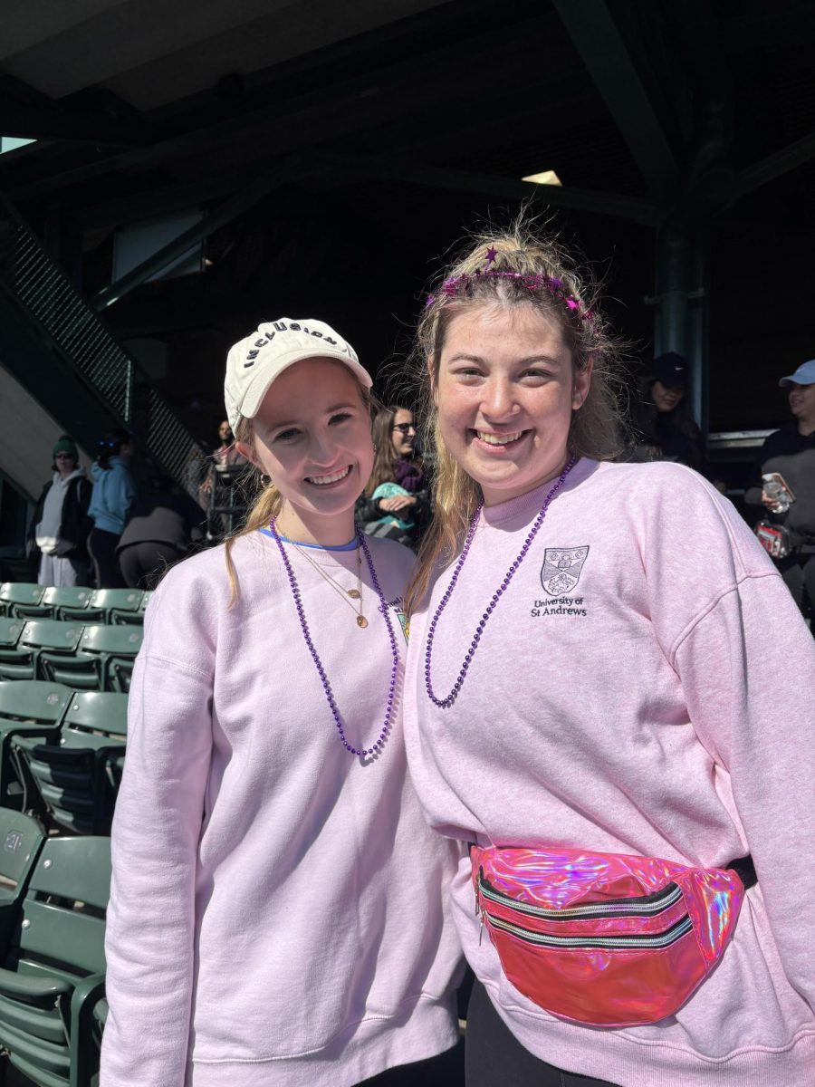 Cutline: Cora Lammers, chapter president of Best Buddies and junior poses with Maggie Winings, chapter vice president of Best Buddies and senior at the annual Friendship Walk on April 19, 2026. “We are always looking forward to (the Friendship Walk),” Davis said.